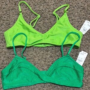 Vibrant Green and Lime Bikini Tops